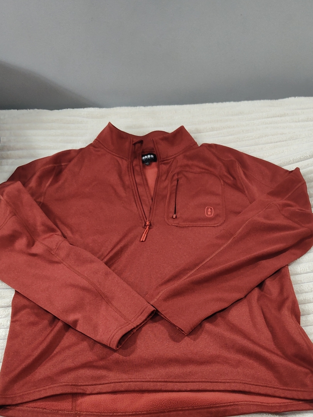Bass Men's Rust Zip Chest-Pocket Pullover